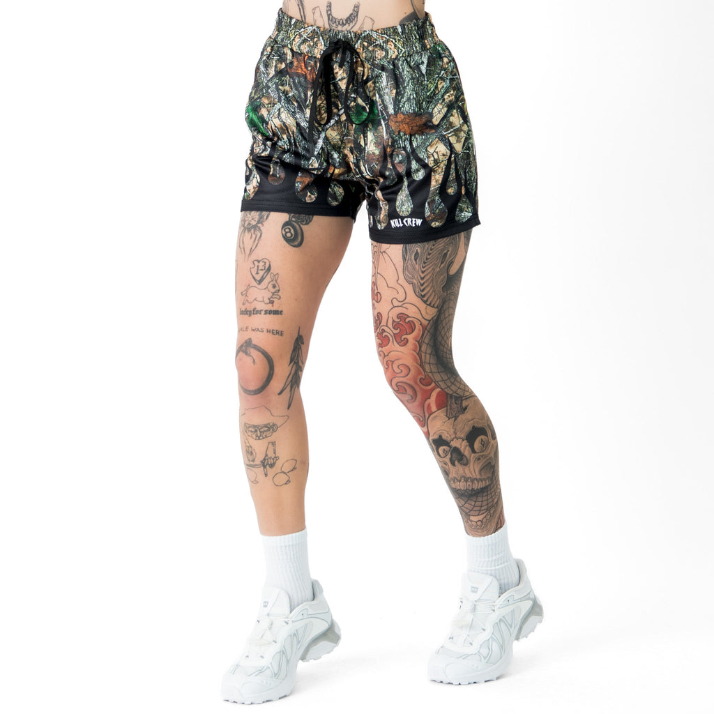 MUAY THAI SHORTS (MID THIGH CUT) WILDFIRE - BLACK