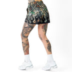 MUAY THAI SHORTS (MID THIGH CUT) WILDFIRE - BLACK