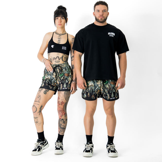 MUAY THAI SHORTS (MID THIGH CUT) WILDFIRE - BLACK Main Image