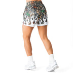MUAY THAI SHORTS (MID THIGH CUT) WILDFIRE - WHITE