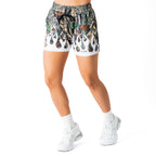 MUAY THAI SHORTS (MID THIGH CUT) WILDFIRE - WHITE