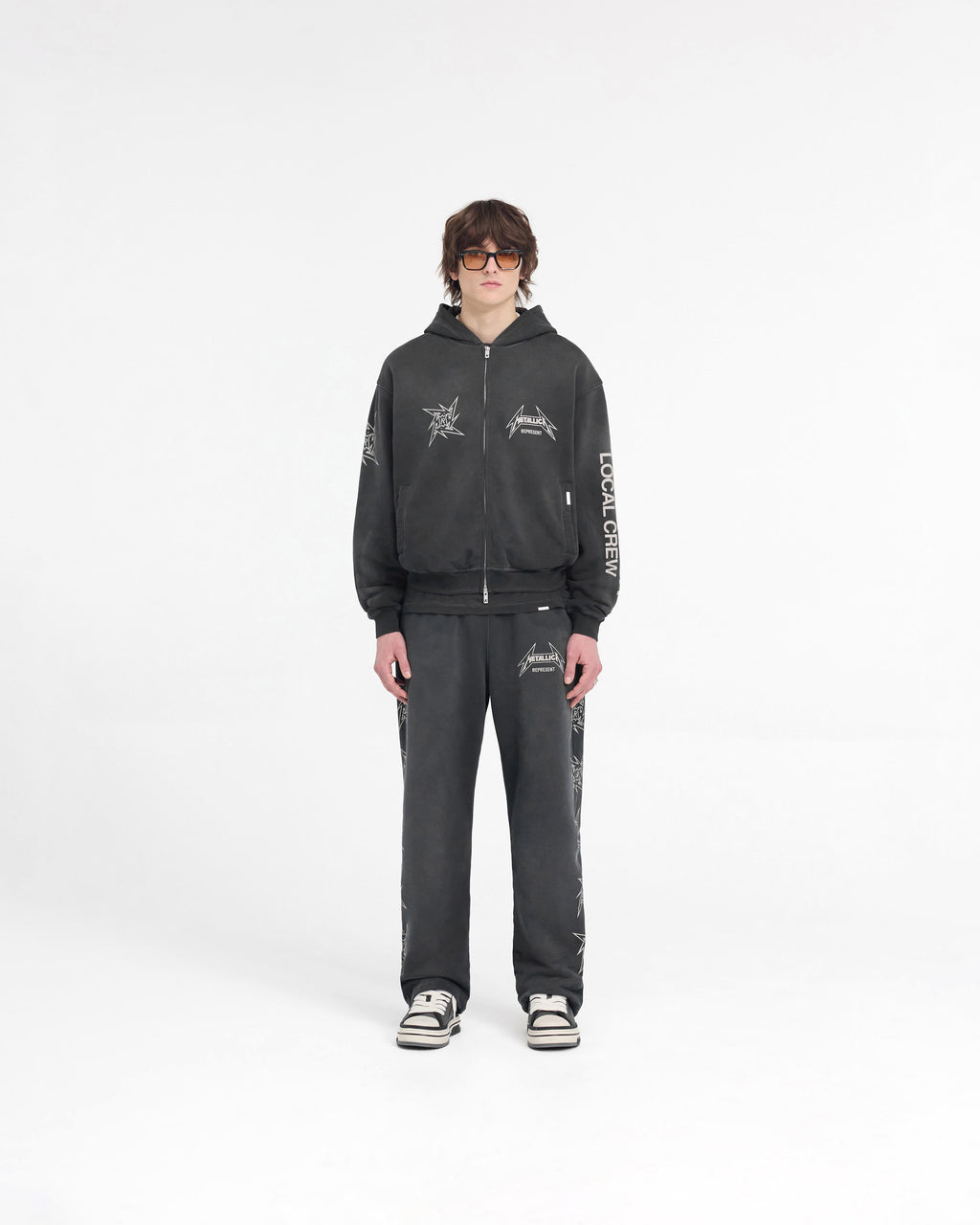 Represent X Metallica Local Crew Zip Hoodie - Stained Black