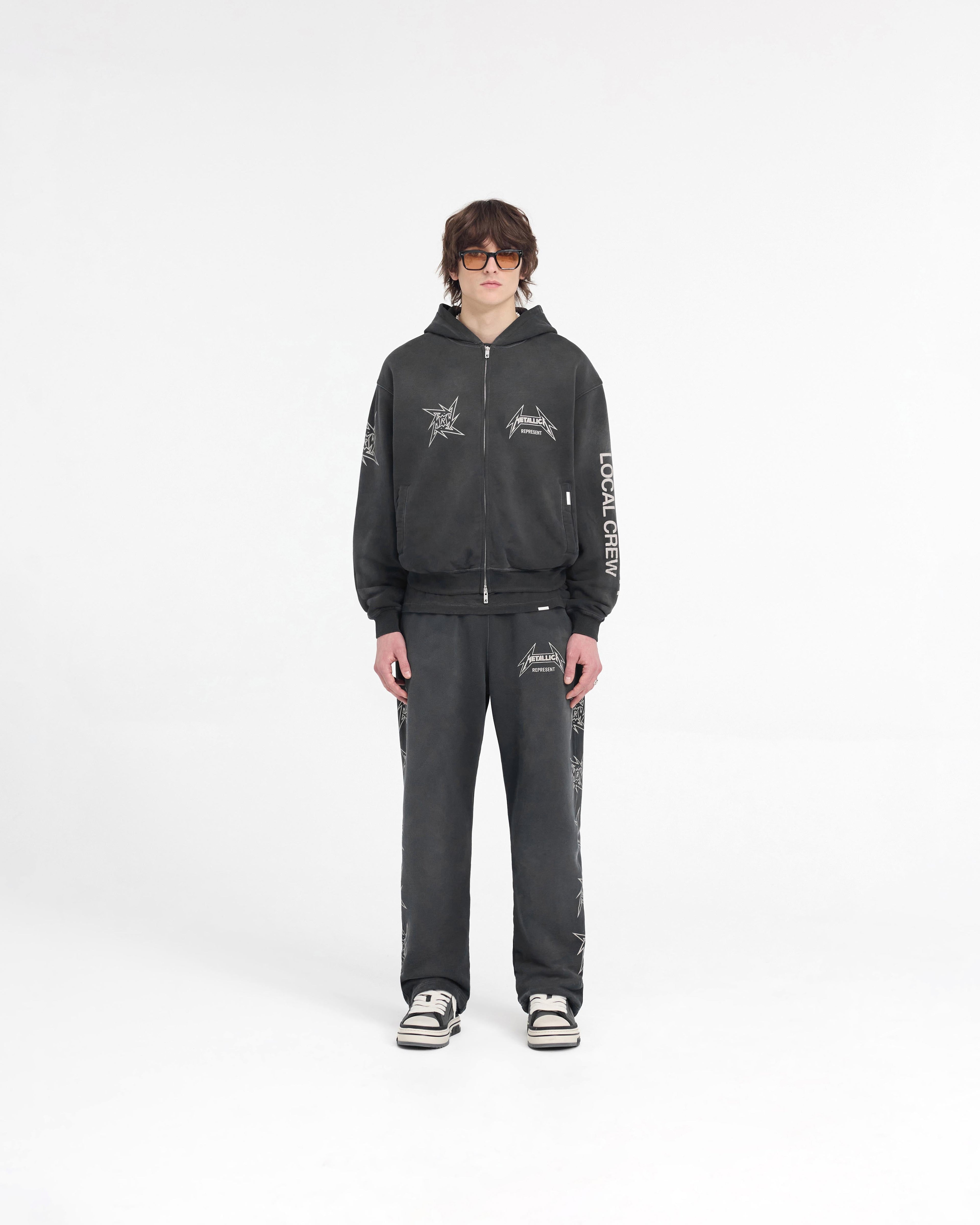 Represent X Metallica Local Crew Zip Hoodie - Stained Black