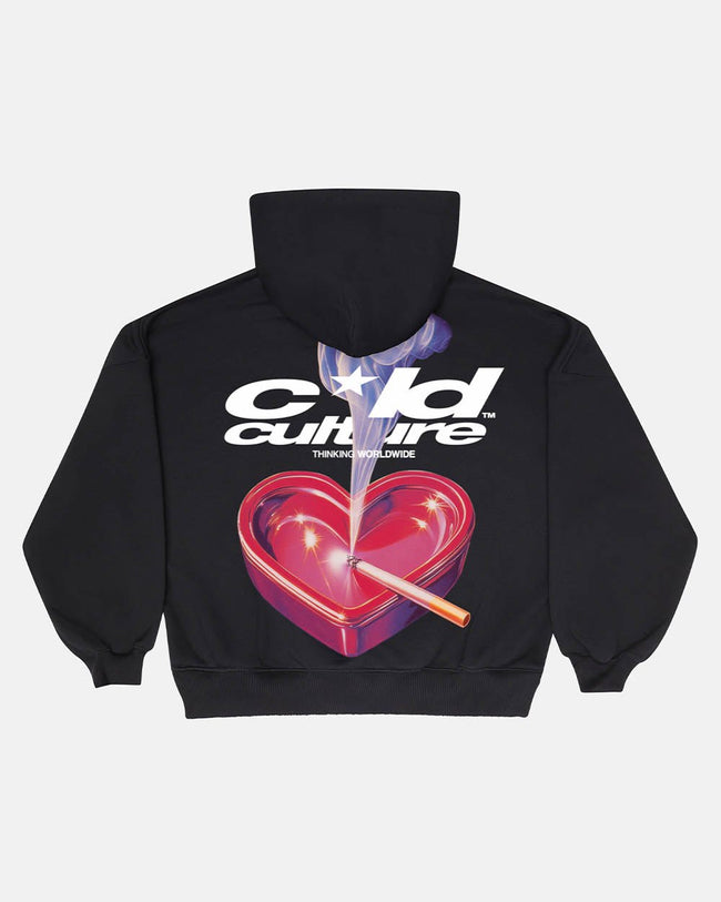 HEART ASHTRAY HOODIE BLACK Hover Image