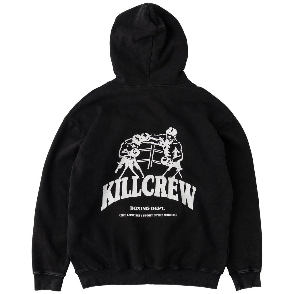 OVERSIZED LUX BOXING DEPARTMENT HOODIE - BLACK / WHITE