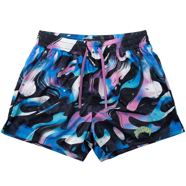 MUAY THAI SHORTS (MID THIGH CUT) RETRO - PURPLE WAVE Hover Image