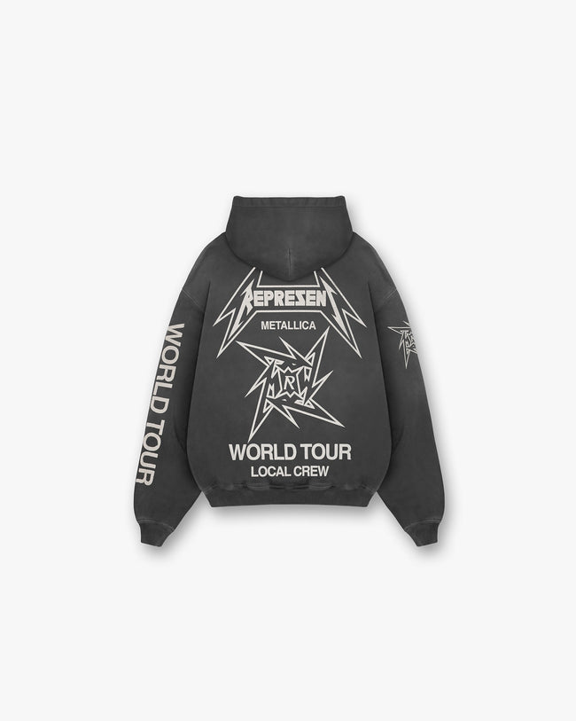 Represent X Metallica Local Crew Zip Hoodie - Stained Black Main Image