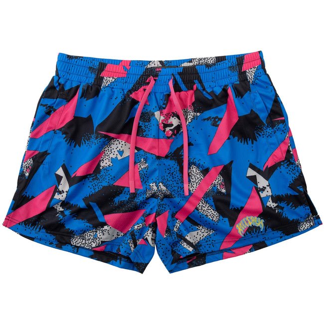 MUAY THAI SHORTS (MID THIGH CUT) RETRO - 80s BLUE Hover Image