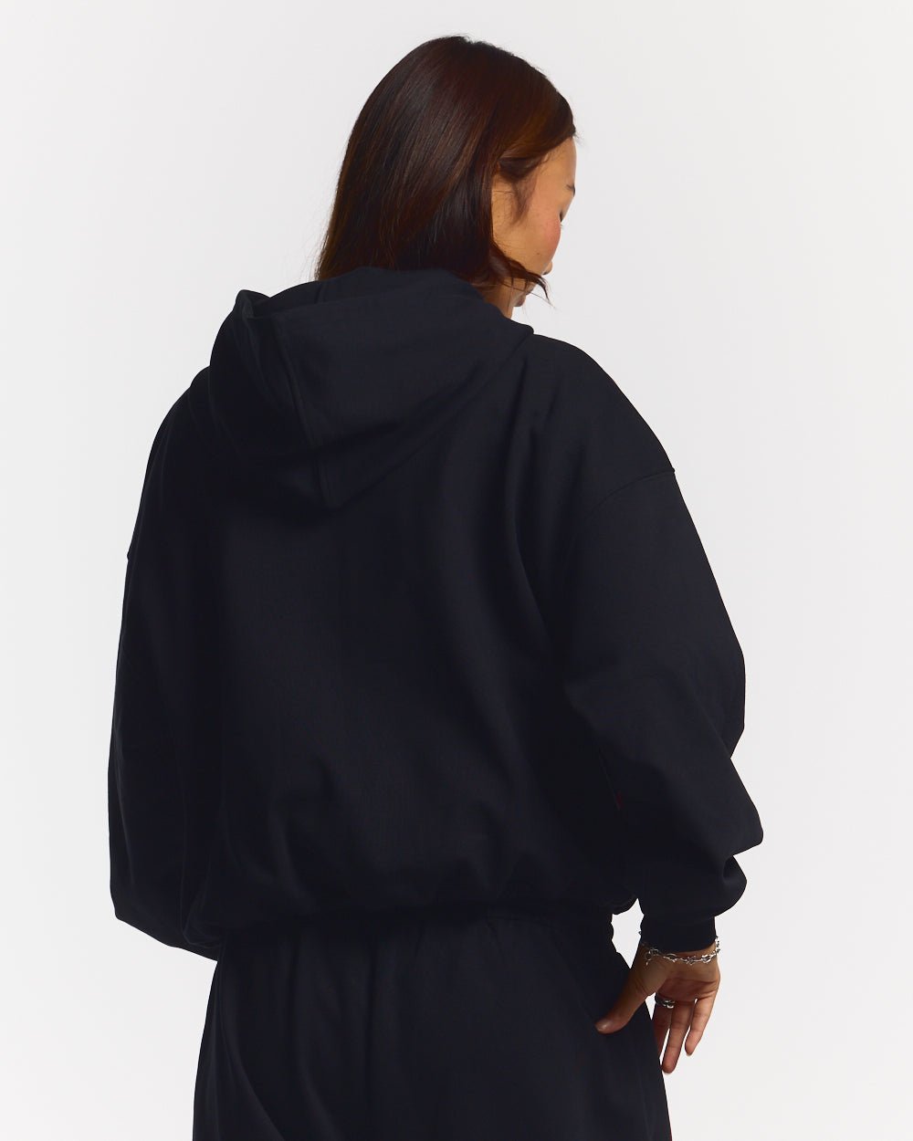 SCRIPT ZIP HOODIE BLACK
