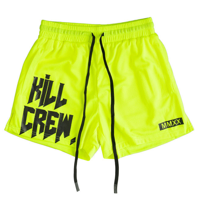 MUAY THAI SHORTS (MID THIGH CUT) - NEON YELLOW Hover Image
