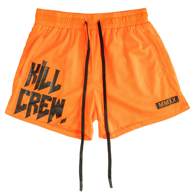 MUAY THAI SHORTS (MID THIGH CUT) - NEON ORANGE Hover Image