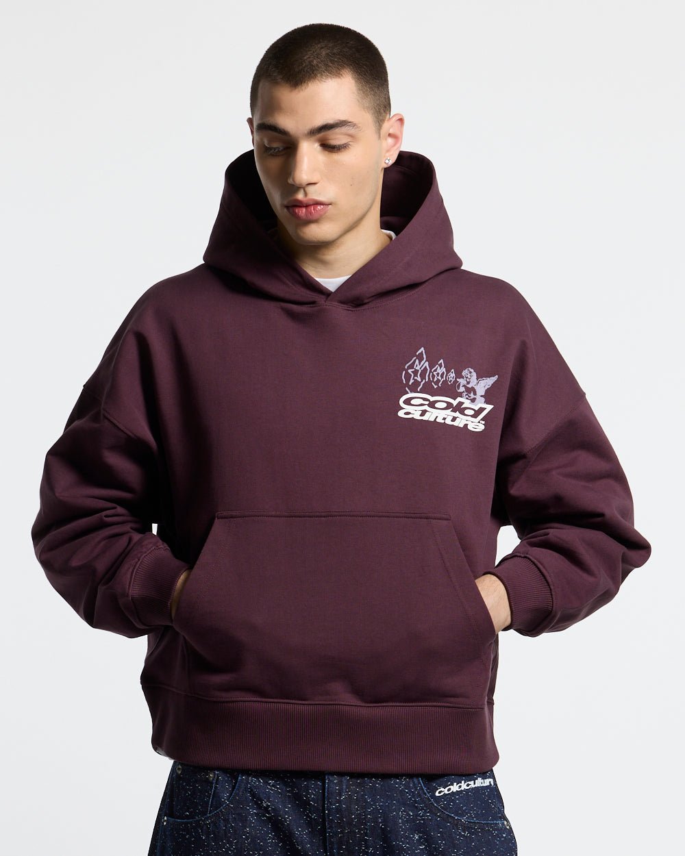 SMOKING ANGEL HOODIE BURGUNDY