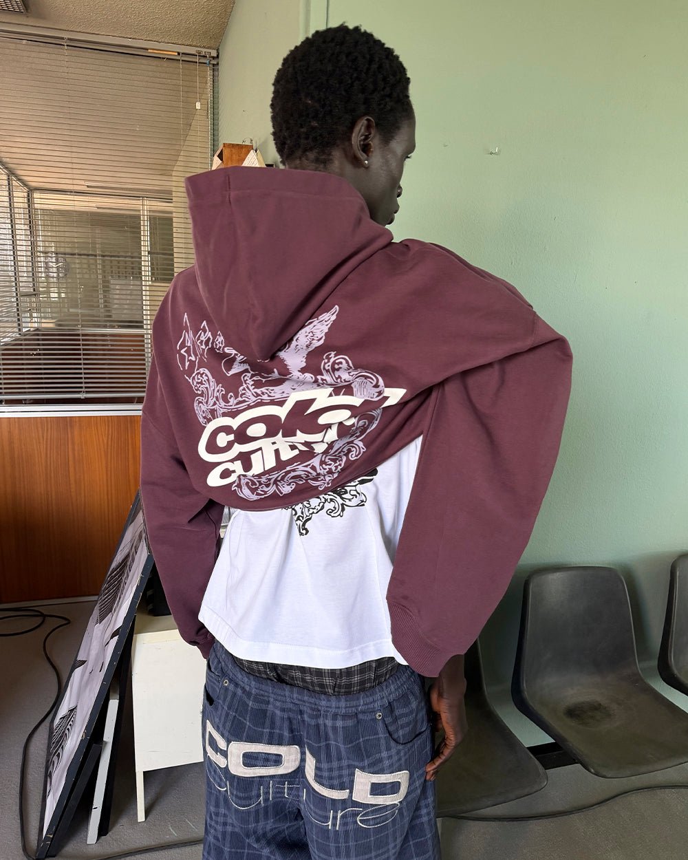 SMOKING ANGEL HOODIE BURGUNDY