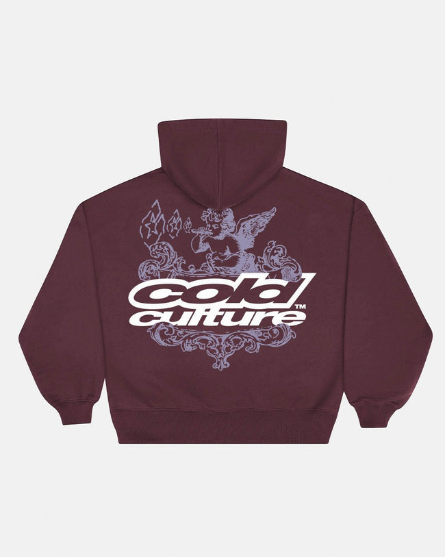SMOKING ANGEL HOODIE BURGUNDY Hover Image