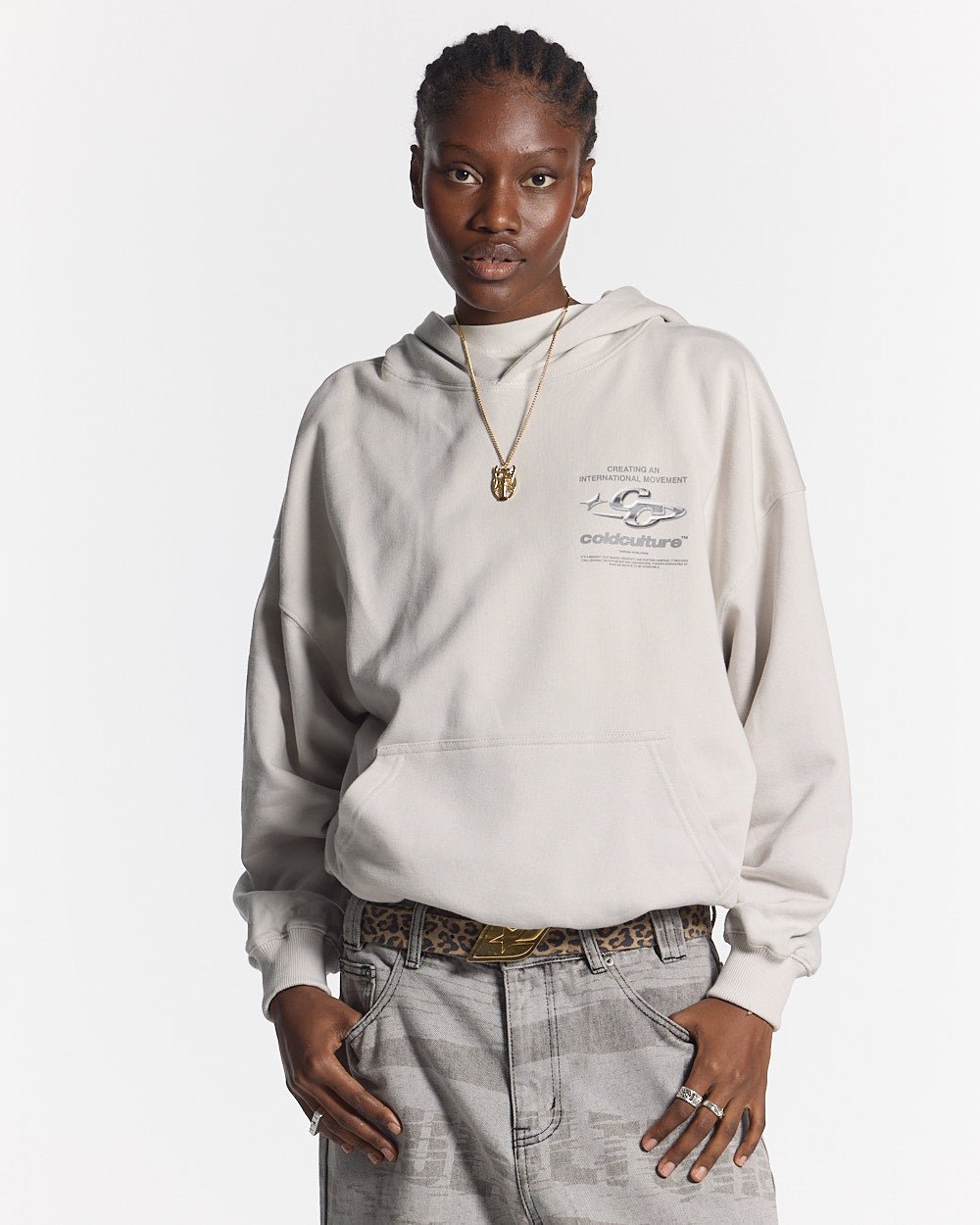 SPARKLY HOODIE PEARL GREY