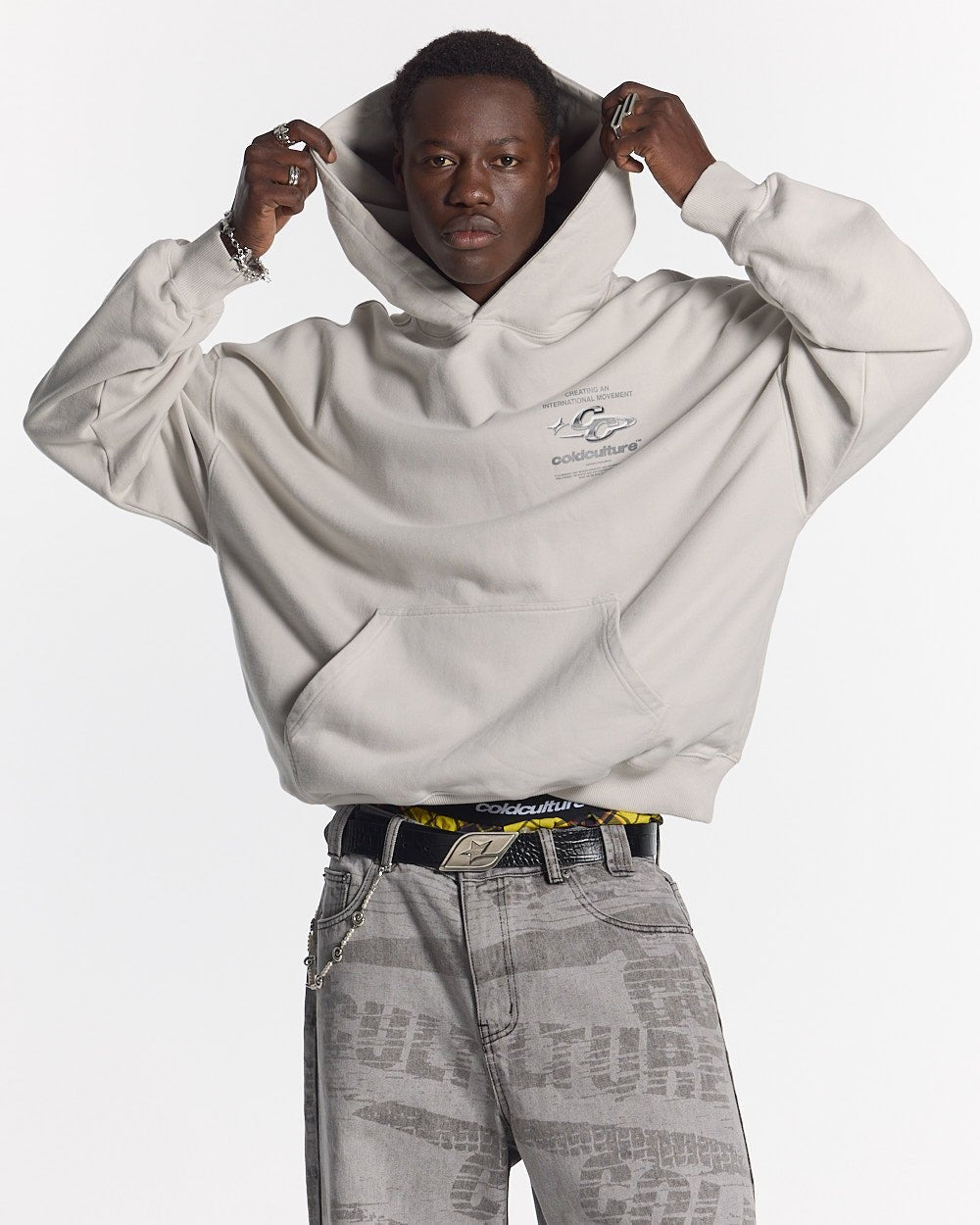 SPARKLY HOODIE PEARL GREY