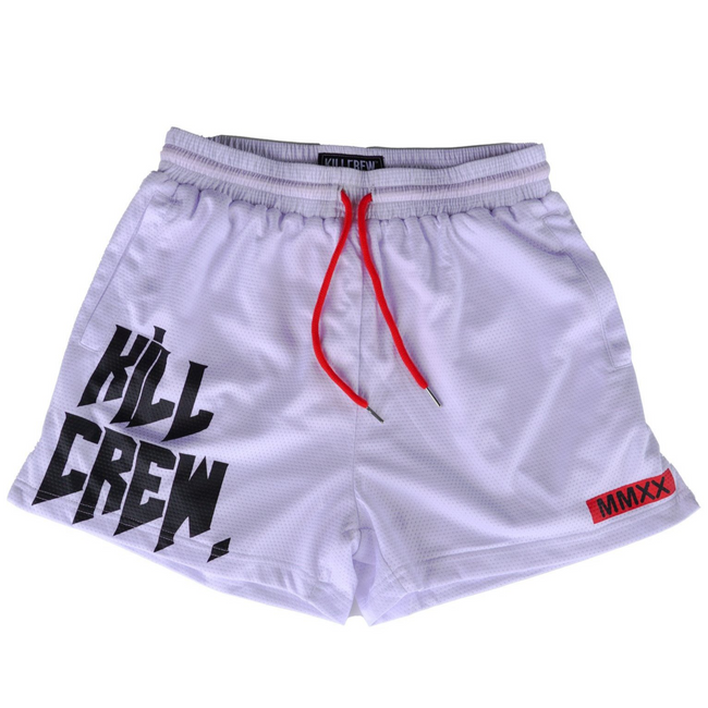 MUAY THAI SHORTS (MID THIGH CUT) - WHITE Hover Image