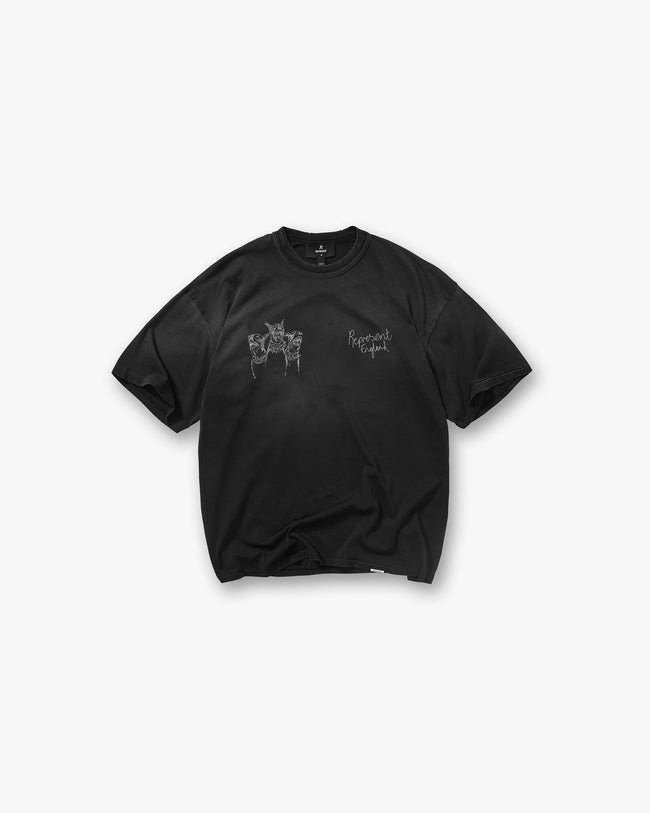Hand Drawn Thoroughbred T-Shirt - Aged Black Hover Image